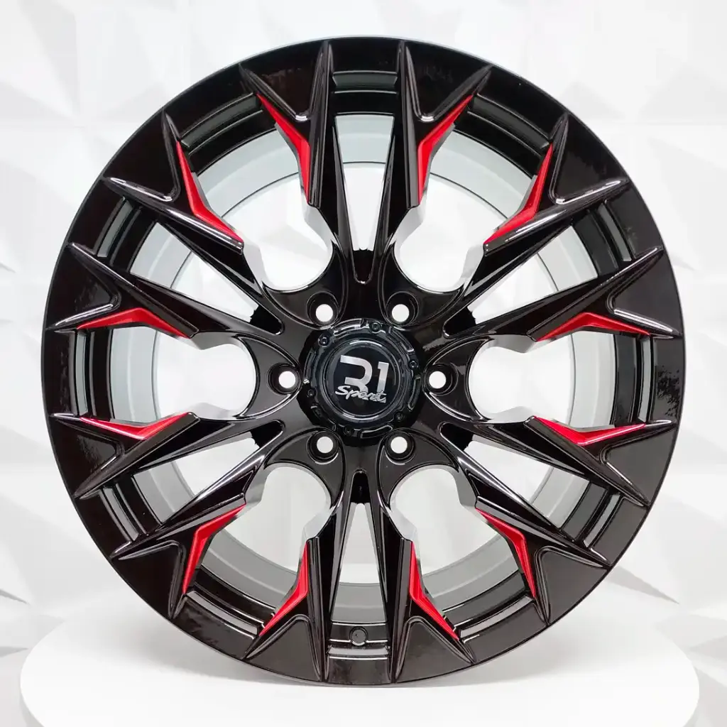 RIN 16X8 6-139.7 R1 SPORT RGW488 BLACK+MILLING (RED) ET0 CB110 