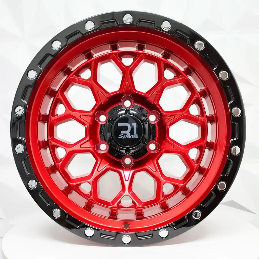 RIN 17X9 6-139.7 R1 SPORT RGW8892/70442 CANDY RED+BLACK LIP CHROME RIVETS ET0 CB110