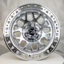 RIN 17X9 6-139.7 R1 SPORT DX130 SILVER MACHINE FACE MACHINE LIP GOLD RIVETS ET0 CB106.1 