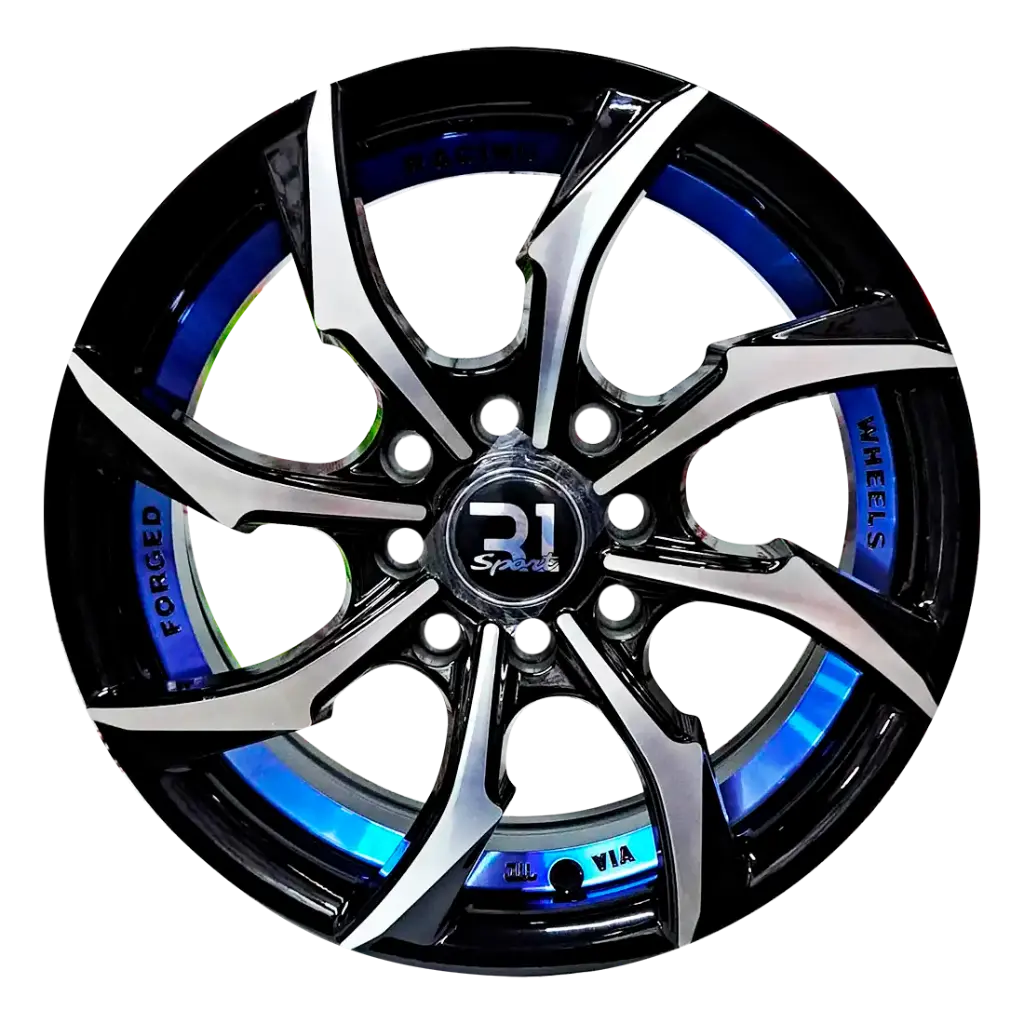 RIN 14X5.5 4-100/114.3 R1 SPORT HX005 BLACK MACHINE FACE BLUE LINE ET35 CB73.1