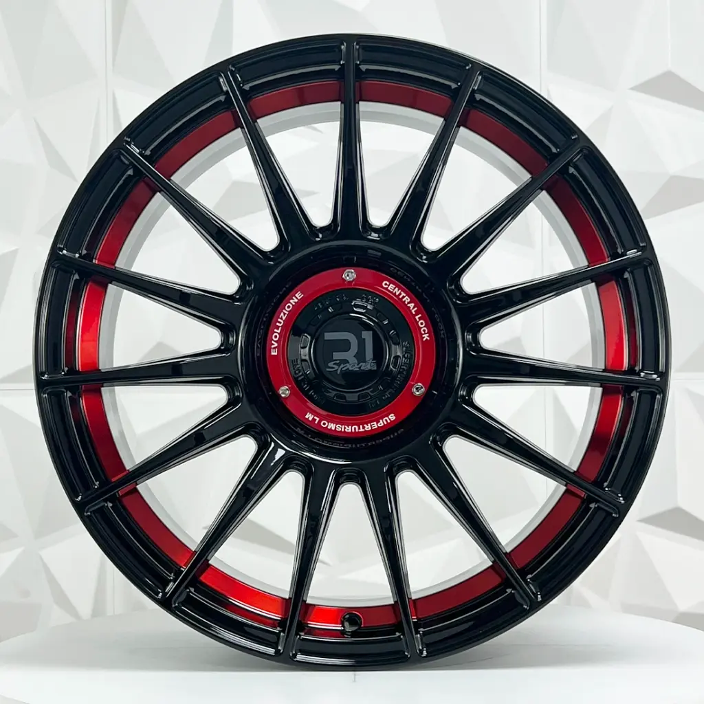RIN 17X8 4-100/114.3 R1 SPORT JC252 BLACK + RED UNDERCUT ET35 CB73.1