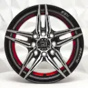 RIN 13X5.5 4-100/114.3 R1 SPORT L2071 BLACK MACHINE FACE RED UNDERCUT* ET18 CB73.1