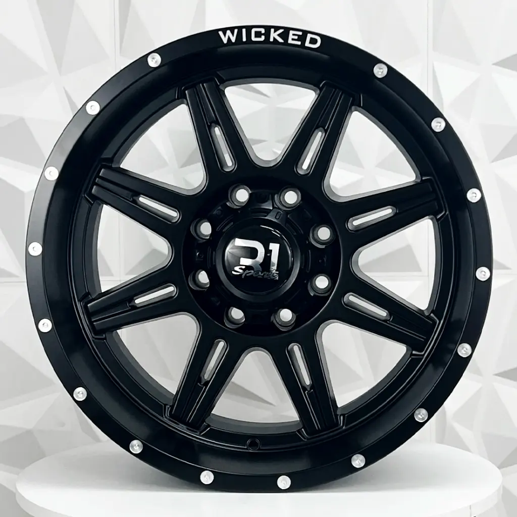 RIN 20X10 8-165.1 R1 SPORT LA5466 SATIN BLACK MILLED LETTER+DOTS ET-24 CB125.2
