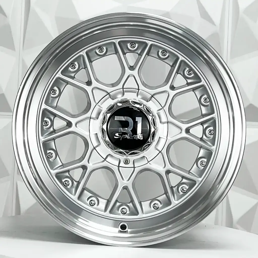 RIN 15X8.5 4-100/114.3 R1 SPORT 811 SILVER MI CHROME RIVETS ET30 CB73.1